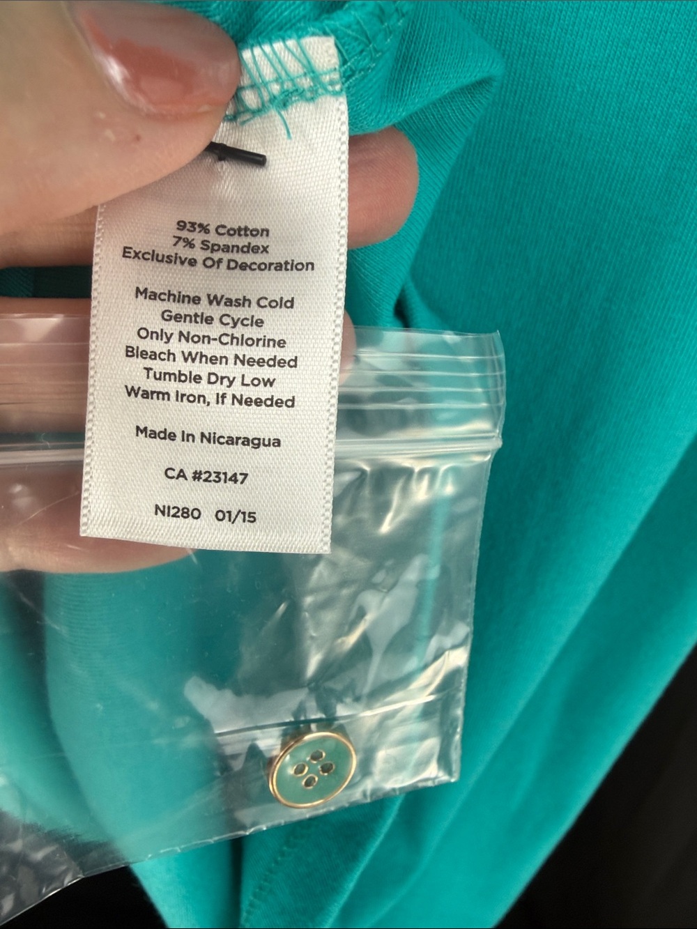 Talbots Stretch Weekend Teal Short Sleeve Tee with Shoulder Buttons - Picture 6 of 7